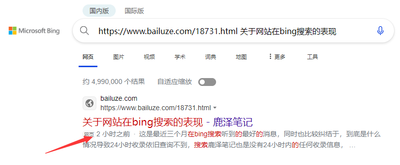关于网站在bing搜索的表现 - 鹿泽笔记